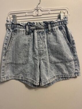 Gap Denim Paperbag Waist Shorts Light Acid Wash Girls XXL 160cm Pull On